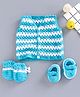 USHA ENTERPRISES Sleeveless Dual Shaded Sweater With Mittens & Booties - Blue