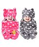 BeyBee 3 in 1 New Born Babies Blanket Wrapper Sleeping Bag Pack of 2 - Pink Grey