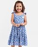 Hola Bonita Cap Sleeves Frock Floral Print - Blue