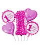 Fiddlerz 1st Birthday Foil Balloon Combo Pink - Pack of 5