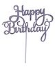 Party Anthem Happy Birthday Cake Topper - Silver
