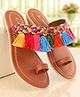 Pine Kids Ethnic Wear Chappal Fringe Detailing  - Brown