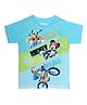 Disney By Crossroads Half Sleeves Rider Mickey Printed Tee - Sky Blue