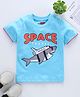 Babyhug Half Sleeves Biowashed Tee Shark Print - Blue