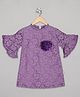 The Sandbox Clothing Co Half Sleeves Flower Embellished Dress - Purple