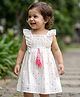 Hola Bonita Flutter Sleeves Frock Circular Embroidery - White