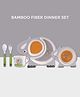 Polka Tots Eco-Friendly 5-Piece Bamboo Fiber Feeding Set For Babies, Toddlers, & Kids Includes Shaped Plate, Bowl, Cup, Spoon, Fork  Elephant Design | Kids Tableware & Crockery Set