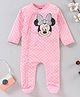 Babyhug Full Sleeves Sleep Suit Minnie Mouse Patch - Pink