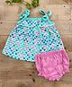 COCOON ORGANICS Sleeveless Heart Print Detailing Dress With Bloomers - Blue