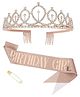 Party Propz Birthday Girl Sash and Crown - Rose Gold