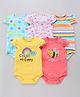 Babyoye Cotton Short Sleeves Printed Onesies Pack of 5 - Multicolor