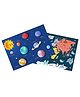 Fiddlys Wooden World Map & Solar System Jigsaw Puzzle Blue Pack of 2 - 40 Pieces Each