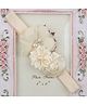 Bhoomi Collection Stain Rose Pearl Chiffon Flower Rhinestone Headband - Cream