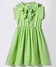Peppermint Woven Half Sleeves Solid Color Dress with Frill Detailing - Light Green