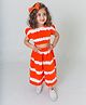 Tiber Taber Short Sleeves Striped Top & Pants Set - Orange