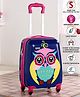 Babyhug Kid's Expandable Trolley Bag Owl Print Blue - 18 Inches| Shock Resistant| Telescopic Handle| Water Resistant| Easy Zipper Closure| Durable Wheels