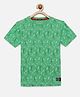Indian Terrain Half Sleeves Star Print Tee - Mint