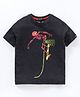 Indian Terrain Half Sleeves Skeleton Print Tee - Black