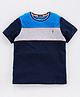 Indian Terrain Half Sleeves Color Blocked Tee - Blue
