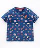 Indian Terrain Half Sleeves Slangs Print Tee - Blue