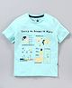 Indian Terrain Woven Half Sleeves Graphic Print T-Shirt - Blue