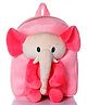 Frantic Velvet School Bag Elephant Design Pink Grey - Height 13.7 Inches