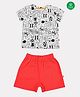 Nino Bambino 100% Organic Cotton Animals Print Short Sleeves Tee With Shorts - Multi Color