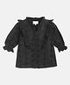 Cherry Crumble by Nitt Hyman Half Sleeves Flower Embroidery Frill Top - Black