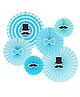 Untumble Little Man Theme Paper Fan Decoration Blue - Pack of 6