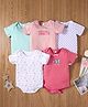 Kookie Kids Half Sleeves Onesie Floral Print Pack of 5 - Pink