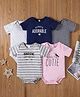 Kookie Kids Half Sleeves Onesie Pack of 5  - Multicolor