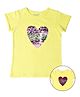 Funkrafts Half Sleeves Heart Sequined Tee - Yellow