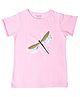 Funkrafts Half Sleeves Dragonfly Sequined Tee - Pink