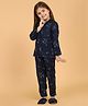 Piccolo Animal Print Full Sleeves Night Suit With Slippers - Navy