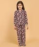 Piccolo Full Sleeves Printed Night Suit With Slippers - Maroon