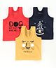 Doreme Sleeveless Vests Multiprint Pack of 3 - Red Navy Blue Yellow