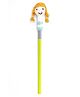 Happy Threads Pencil with Hand Crafted Doll Shaped Crochet Topper - Green
