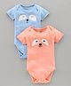 Bloom up Half Sleeves Onesie Pack of 2 - Pink Aqua