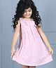 Hola Bonita Sleeveless Polka Dot A Line Frock Bow Applique - Peach