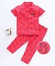 Wow Half Sleeves Night Suit Monkey Print - Pink
