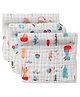 Mom's Home 6 Layered Muslin Burp Cloth Set of 3 (Assorted Prints ) - White