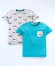 Spark Half Sleeves Tee Shark Print Pack of 2 - Blue Grey