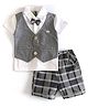 Spark Party Wear Half Sleeves Set with Bow - White Navy