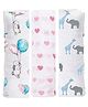 Elementary Organic Cotton Muslin Swaddle Wraps Magical Unicorn Bunny Print Set of 3 - Pink & Blue