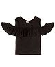 Aww Hunnie Half Sleeves Cold Shoulder Solid Color  Top - Black
