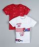 Plum Tree Pack Of 2 Half Sleeves Skater Board & Racing Car Printed Tee - White & Red