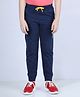 Plum Tree Full Length Race Rider Print Track Pants - Navy Blue