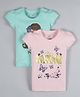 Plum Tree Short Sleeves Pack Of 2 Butterfly Print T-Shirt - Pink & Green