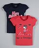 Plum Tree Short Sleeves Pack Of 2 Life Is Beautiful Print  T-Shirt  - Red & Navy