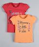 Plum Tree Short Sleeves Pack Of 2 Princess Print T-Shirt - Orange & Red